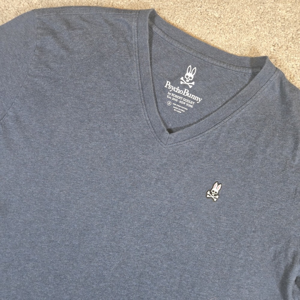 Psycho Bunny Navy Blue T-Shirt Pima Cotton Short Sleeve Size 6 (Large)